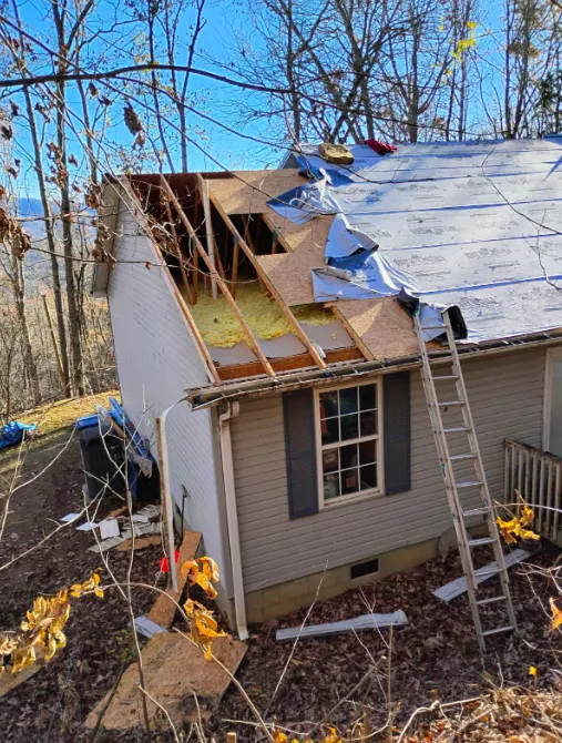 Metal roof installation outside Asheville Western NC after Hurricane Helene